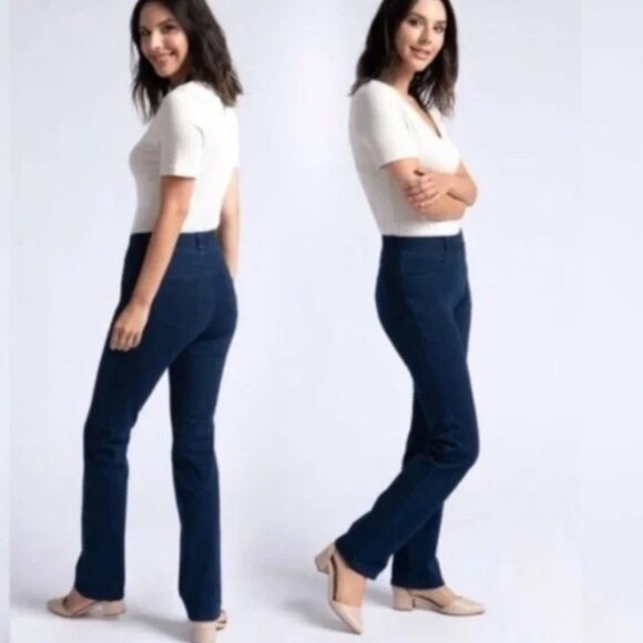 Betabrand Jeans Yoga Straight Leg Pull On Dark Wash Size XXL - Picture 1 of 13
